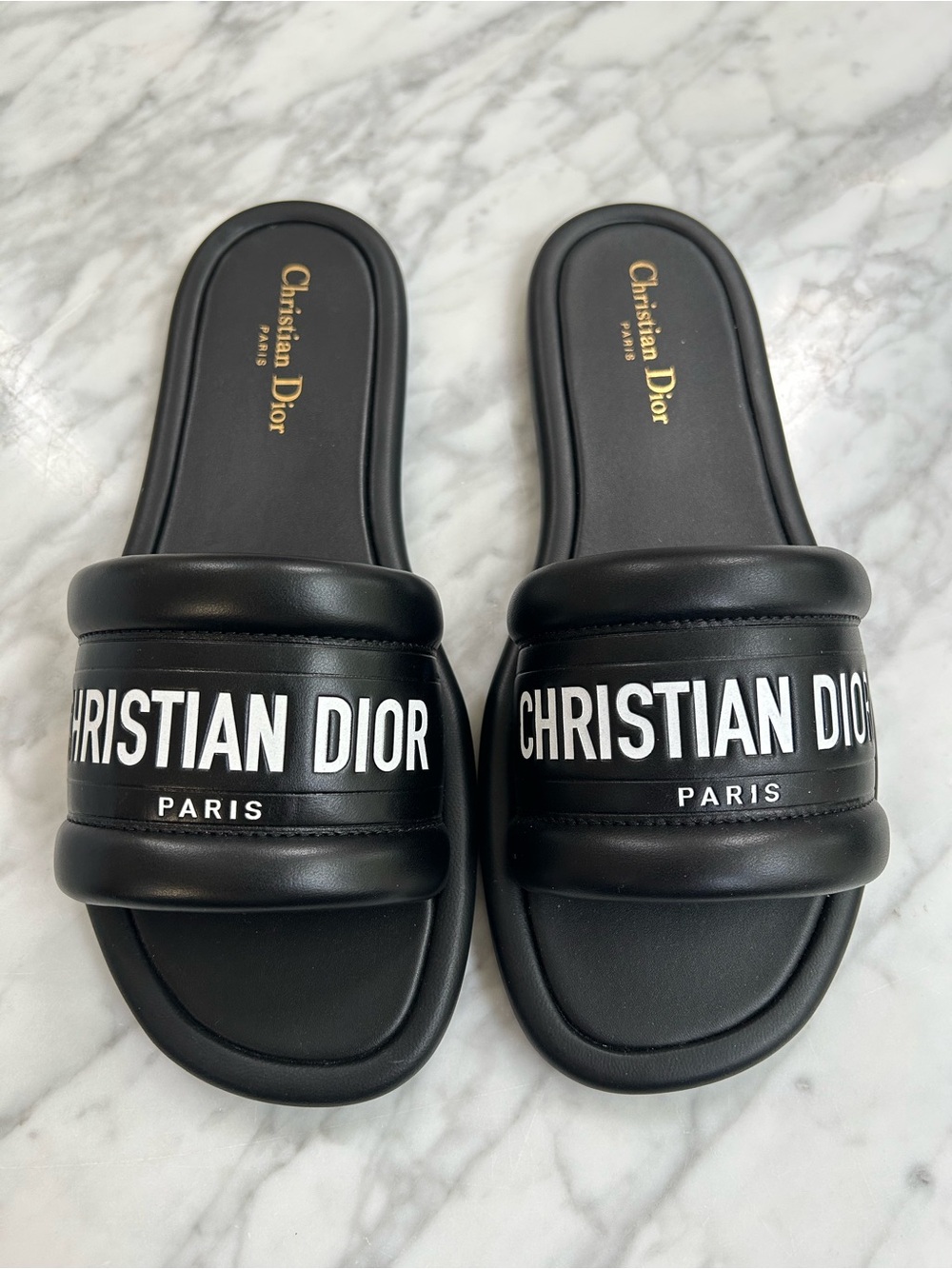 Christian Dior Black Logo Slide Sandals Size 40.5 NWB